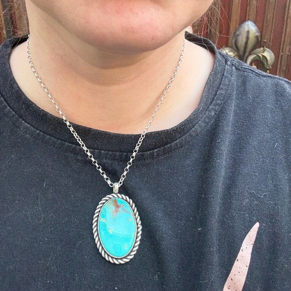 Jewelry - Silver and Turquoise Pendant Necklace Ottesons Royston Custom